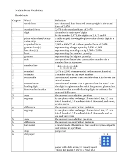 Math in Focus Vocabulary Third Grade Chapter Word Definition 1
