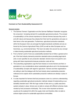 Comment on Farm Sustainability Assessment 2.0 General remarks 1