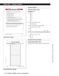Answer Key &bull; Lesson 2: Tenths