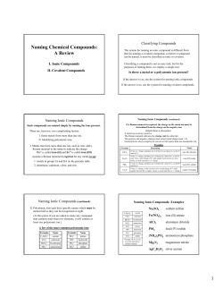 Naming Chemical Compounds: A Review