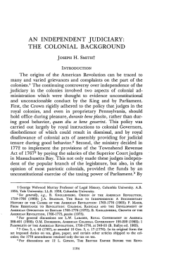 An Independent Judiciary: The Colonial Background