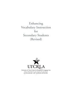 Enhancing Vocabulary Instruction for Secondary Students (Revised)
