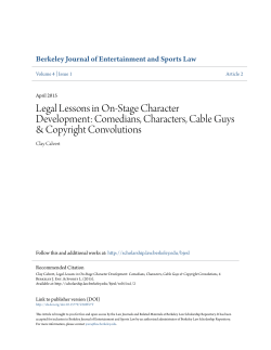 Legal Lessons in On-Stage Character Development: Comedians