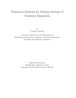 Numerical Methods for Solving Systems of Nonlinear Equations
