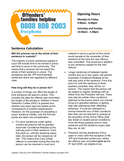 Sentence calculation - Offenders families helpline