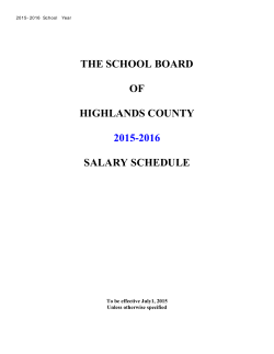 2015 - 2016 Salary Schedule - The School Board of Highlands County