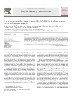 A new hydrazine-bridged thioantimonate Mn2Sb4S8(N2H4)2