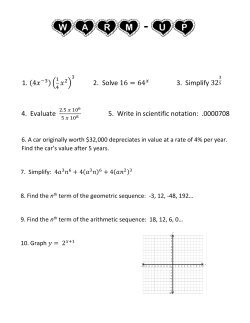 1. (4     ) 2. Solve 16 = 64 3. Simplify 32 4. Evaluate 5. Write in