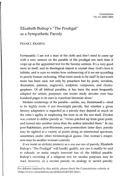 Elizabeth Bishop`s "The Prodigal" as a Sympathetic Parody