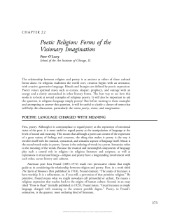 Poetic Religion: Forms of the Visionary Imagination
