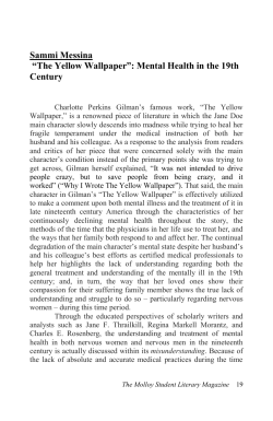 Sammi Messina &ldquo;The Yellow Wallpaper&rdquo;: Mental Health in the 19th