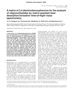 A matrix of 3,4-diaminobenzophenone for the analysis of
