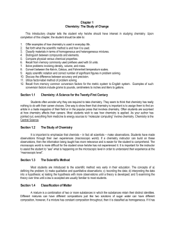 Chapter 1 Chemistry: The Study of Change Section 1.1 Chemistry: A