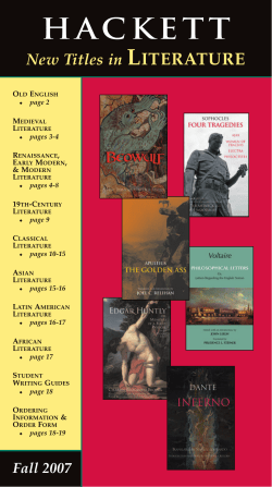 Hackett Literature catalog, Fall 2007