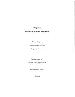 Full Spectrum: The Military Iuvasion of Anthropology R. Brian