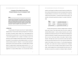 L2 Acquisition of French Object Pronominal Clitics: A Parametric