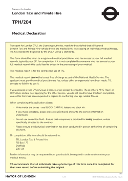 London Taxi and Private Hire TPH/204 Medical Declaration
