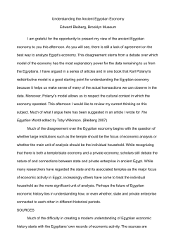 Understanding the Ancient Egyptian Economy Edward Bleiberg