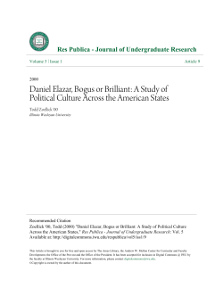 Daniel Elazar, Bogus or Brilliant - Digital Commons @ IWU