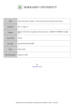 Instructions for use Title Moisture Permeation of Clothing : A Factor