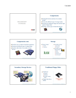 SECONDARY STORAGE Competencies Competencies cont