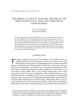 THE MIDDLE CLASSES IN THAILAND: THE RISE OF THE URBAN