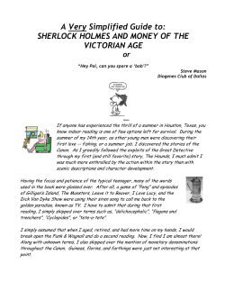 A Very Simplified Guide to: SHERLOCK HOLMES AND MONEY OF