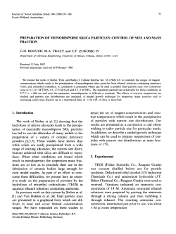 PREPARATION OF MONODISPERSE SILICA PARTICLES