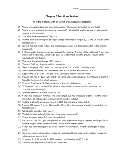 Chapter 5 Functions Review
