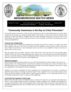 NEIGHBORHOOD WATCH NEWS