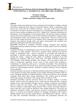 INTENTIONAL vs. INCIDENTAL VOCABULARY LEARNING