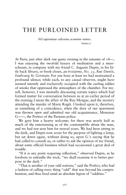 Edgar Allan Poe, The Purloined Letter