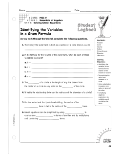 1.5 Solving Literal Equations - Destination Learning Management