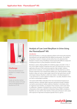 Challenge Solution Analysis of Low Level Beryllium in Urine Using