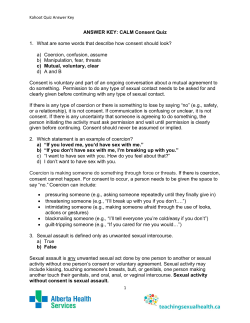 ANSWER KEY: CALM Consent Quiz 1. What are some words that