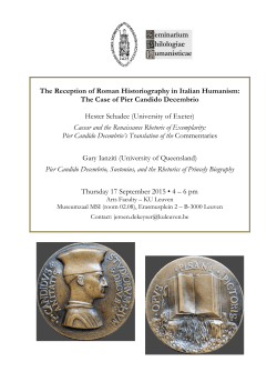 The Reception of Roman Historiography in Italian Humanism: The