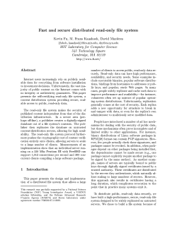 Fast and secure distributed read-only file system Kevin Fu