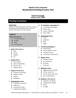 Standardized Reading Practice Test Call It Courage Reading