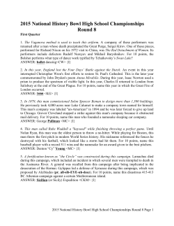 2015 National History Bowl High School Championships Round 8