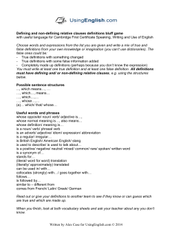 Defining and Non-Defining Relative Clauses