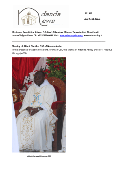 1 2015/3 Aug-Sept, Issue Blessing of Abbot Placidus OSB of