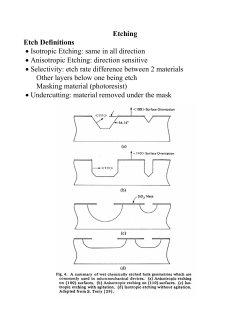 Etching Etch Definitions &bull; Isotropic Etching: same in all direction