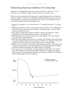 Determining Dispersant Additions for Casting Slips