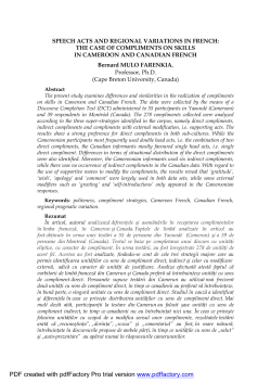 SPEECH ACTS AND REGIONAL VARIATIONS IN FRENCH