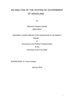 AN ANALYSIS OF THE SYSTEM OF GOVERNMENT OF SWAZILAND