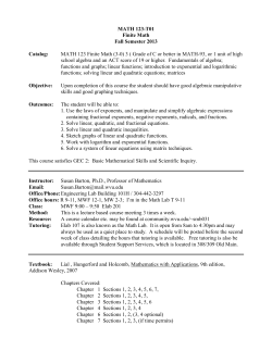 MATH 123-T01 Finite Math Fall Semester 2013 Catalog: MATH 123