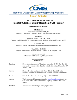 CY 2017 OPPS/ASC Final Rule: Hospital Outpatient Quality