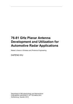 76-81 GHz Planar Antenna Development and Utilization for