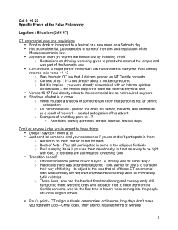 1 Col 2: 16-23 Specific Errors of the False Philosophy Legalism