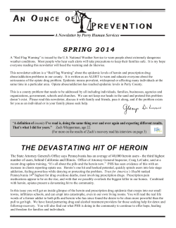 Spring 2014 Newsletter on opiates &ndash; pain pills and heroin